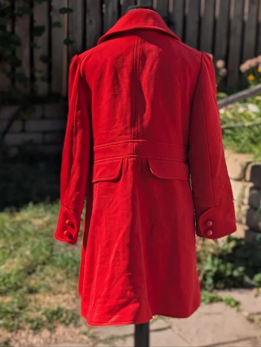 Marc Jacobs Women's Wool Blend Red Double Brested Long Peacoat Size Large